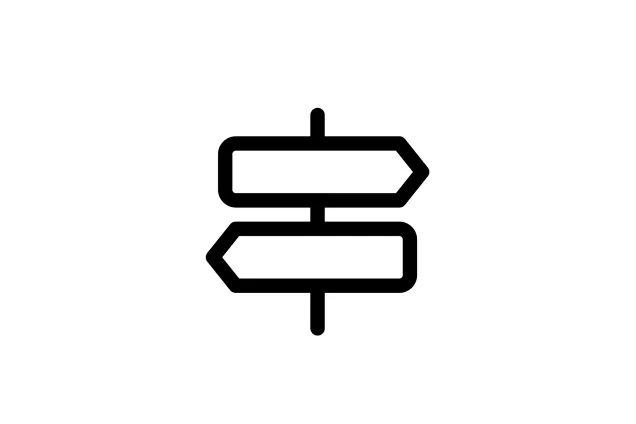 Ikon på vägval och navigation. Font Awesome.